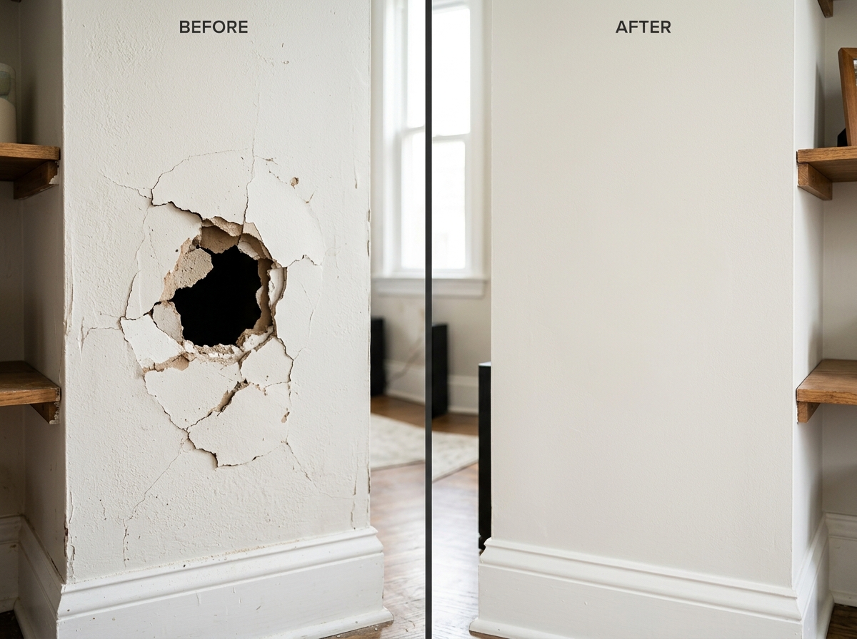 Drywall Patching Before and After